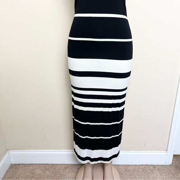 AQUA Black & White Striped Maxi Dress - Picture 2 of 7